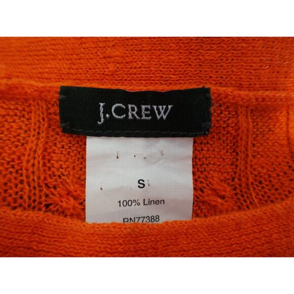 J.Crew Boat Neck Crocheted Sweater 100% Linen Orange Knit Lightweight Size S - Picture 5 of 6